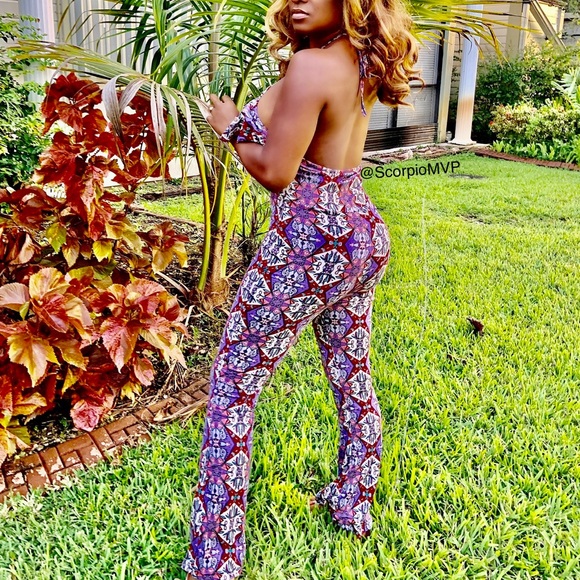 Purple Halter open back romper - Picture 3 of 3